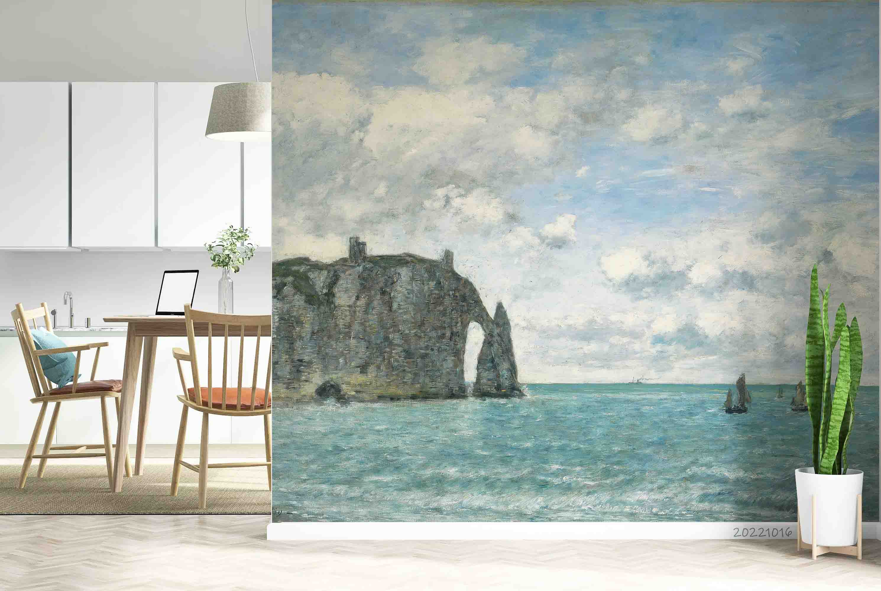 3D Oil Painting Mountain Sea Sailboat Wall Mural Wallpaper GD 2948- Jess Art Decoration