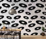 Geometric Circle Drip Ink White Contemporary Wallpaper contemporary street art wall mural for creative room or feature wall -