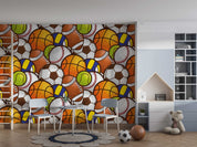 Watercolor Ball Set Sports Wallpaper sports & entertainment wall mural for games room or entertainment space - view 5