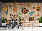 Fast Food Background Food Wallpaper food shop street art wall mural for cafe or restaurant - view 5