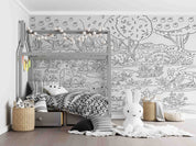 3D Doodle Cute Forest Animals Plants Trees Mushrooms Floral Wall Mural Wallpaper GD 5100- Jess Art Decoration