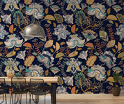 3D Vintage Floral Black Background Wall Mural Wallpaper GD 4614- Jess Art Decoration