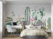 3D Watercolor Cactus Floral Butterfly Wall Mural Wallpaper GD 4962- Jess Art Decoration