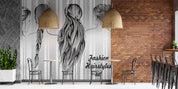 Abstract Women Back Hairstyle Contemporary Wallpaper contemporary street art wall mural for creative room or feature wall - v