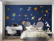 3D Cartoon Space Planet Satellite Star Wall Mural Wallpaper GD 4551- Jess Art Decoration