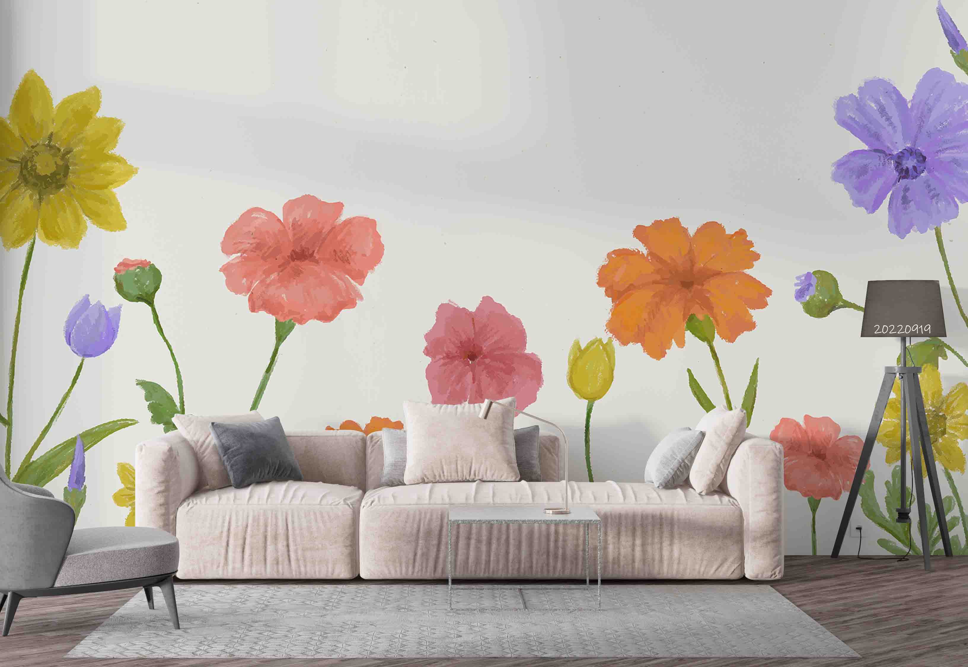 3D Colorful Floral Background Wall Mural Wallpaper GD 3476- Jess Art Decoration