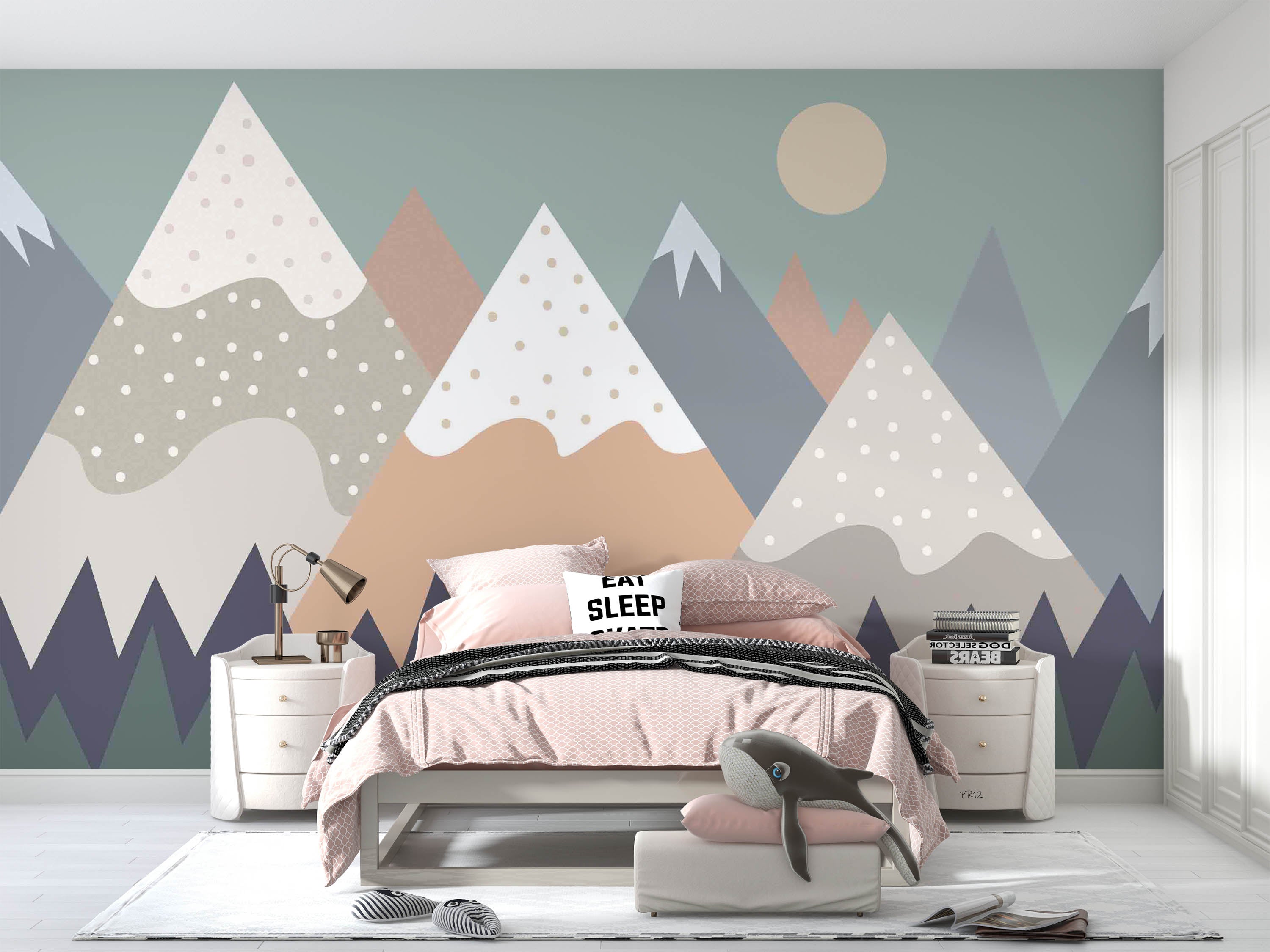 3D Cartoon Mountain Sun Kids Wall Mural Wallpaper GD 4985- Jess Art Decoration