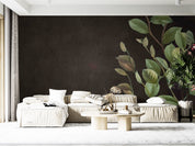 3D Green Leaves Black Background Wall Mural Wallpaper GD 4868- Jess Art Decoration