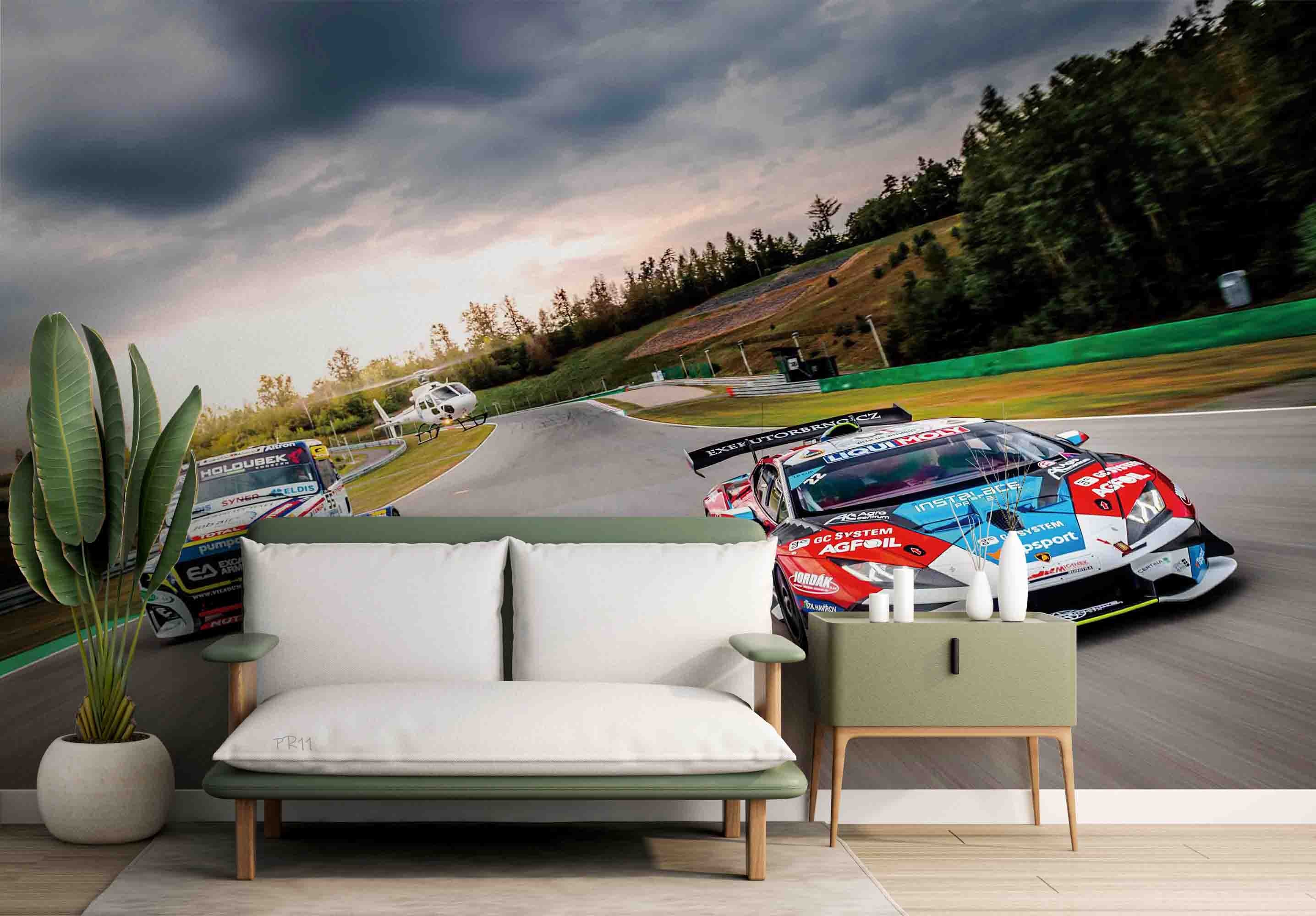 Racing Race Track Helicopter Racing Wallpaper racing & cars wall mural for garage, game room or entertainment space - view 5