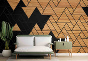 3D Abstract Geometry Triangle Wood Plank Texture Wall Mural Wallpaper GD 4785- Jess Art Decoration