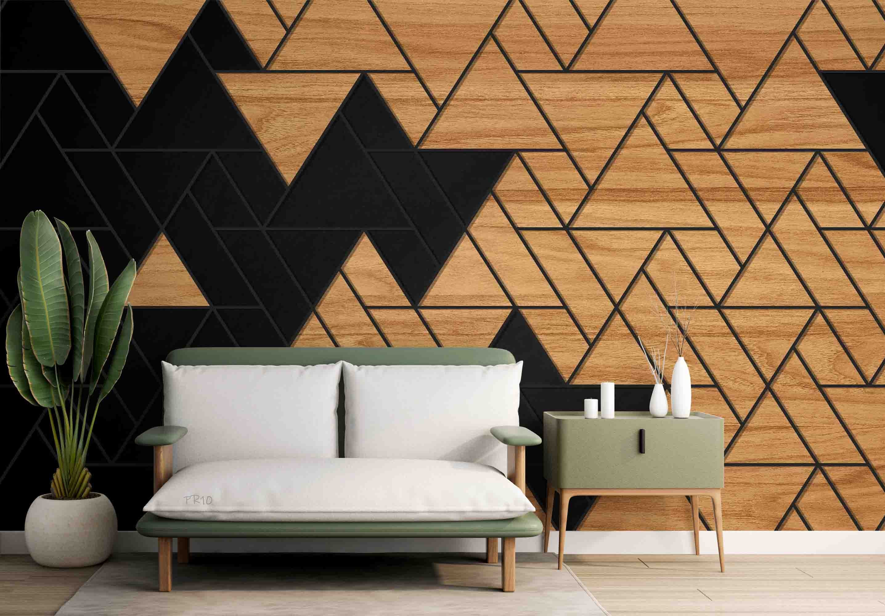 3D Abstract Geometry Triangle Wood Plank Texture Wall Mural Wallpaper GD 4785- Jess Art Decoration