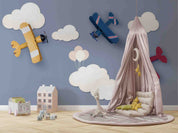 3D Paper Airplane Clouds paper airplane cloud mural wall mural wallpaper for nursery - view 5