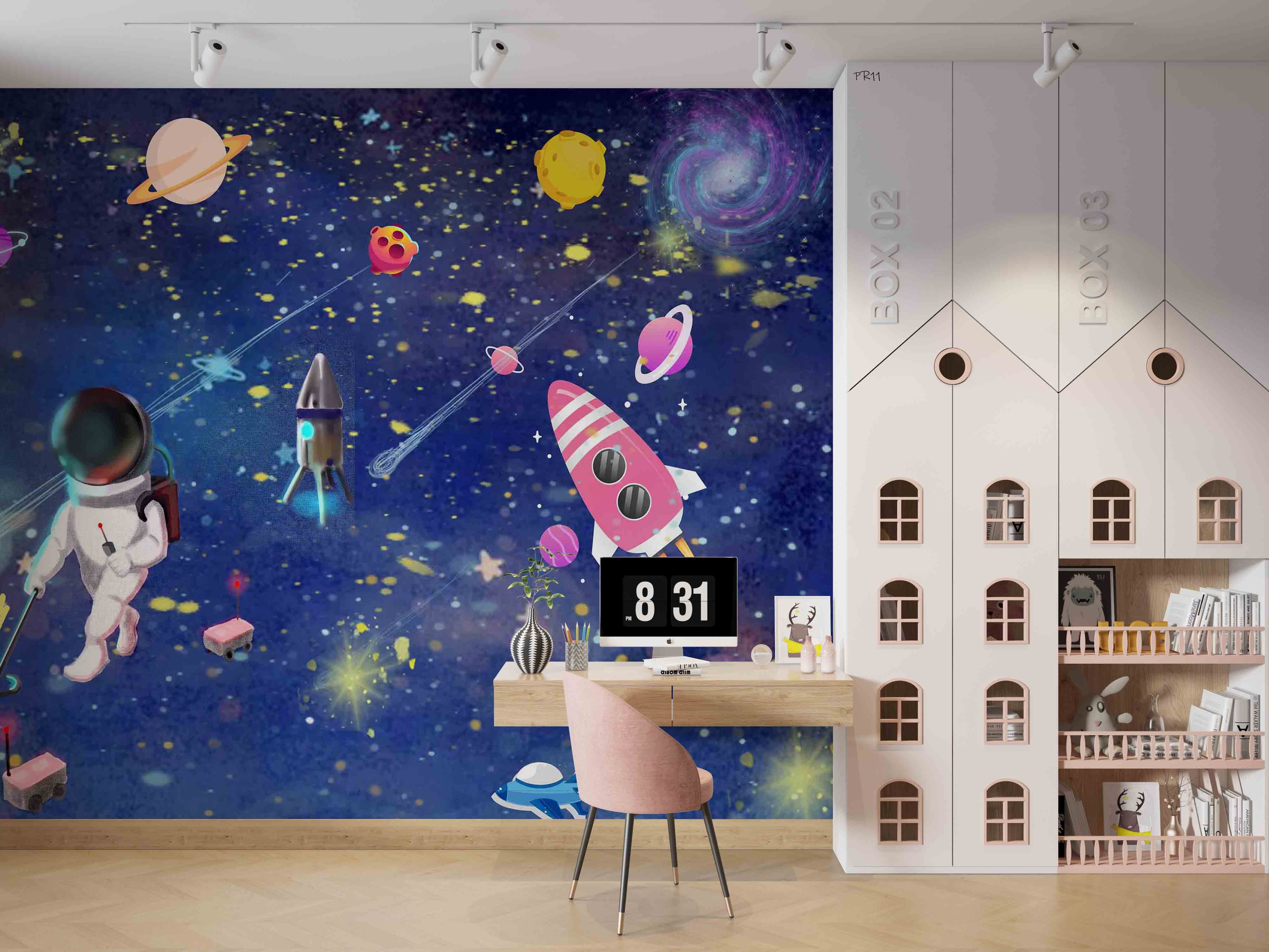 3D Astronaut Space Adventure astronaut space adventure scene wall mural wallpaper for kids room - view 5