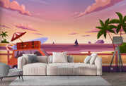 3D Cartoon Summer Sea Background Wall Mural Wallpaper GD 3392- Jess Art Decoration