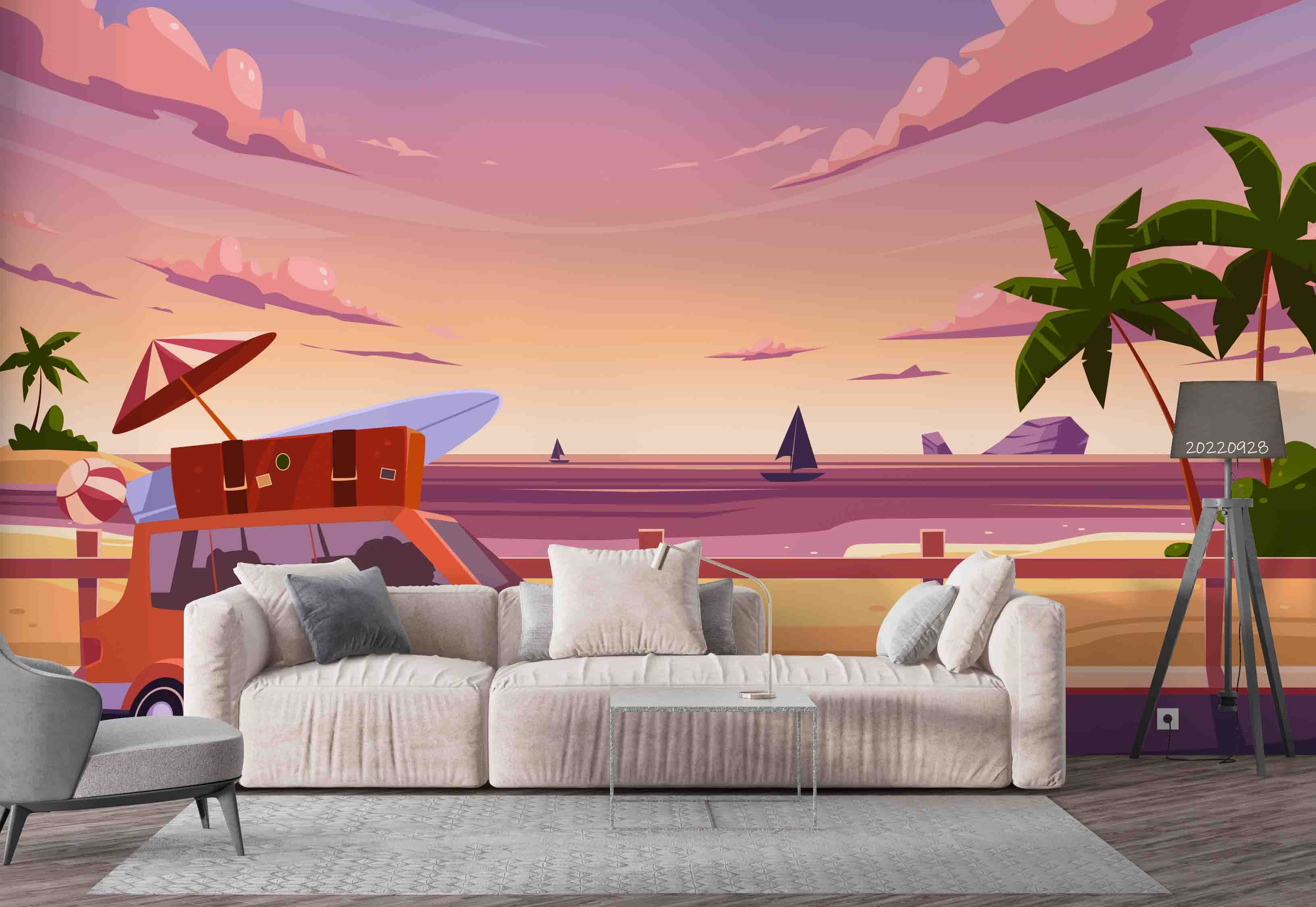 3D Cartoon Summer Sea Background Wall Mural Wallpaper GD 3392- Jess Art Decoration