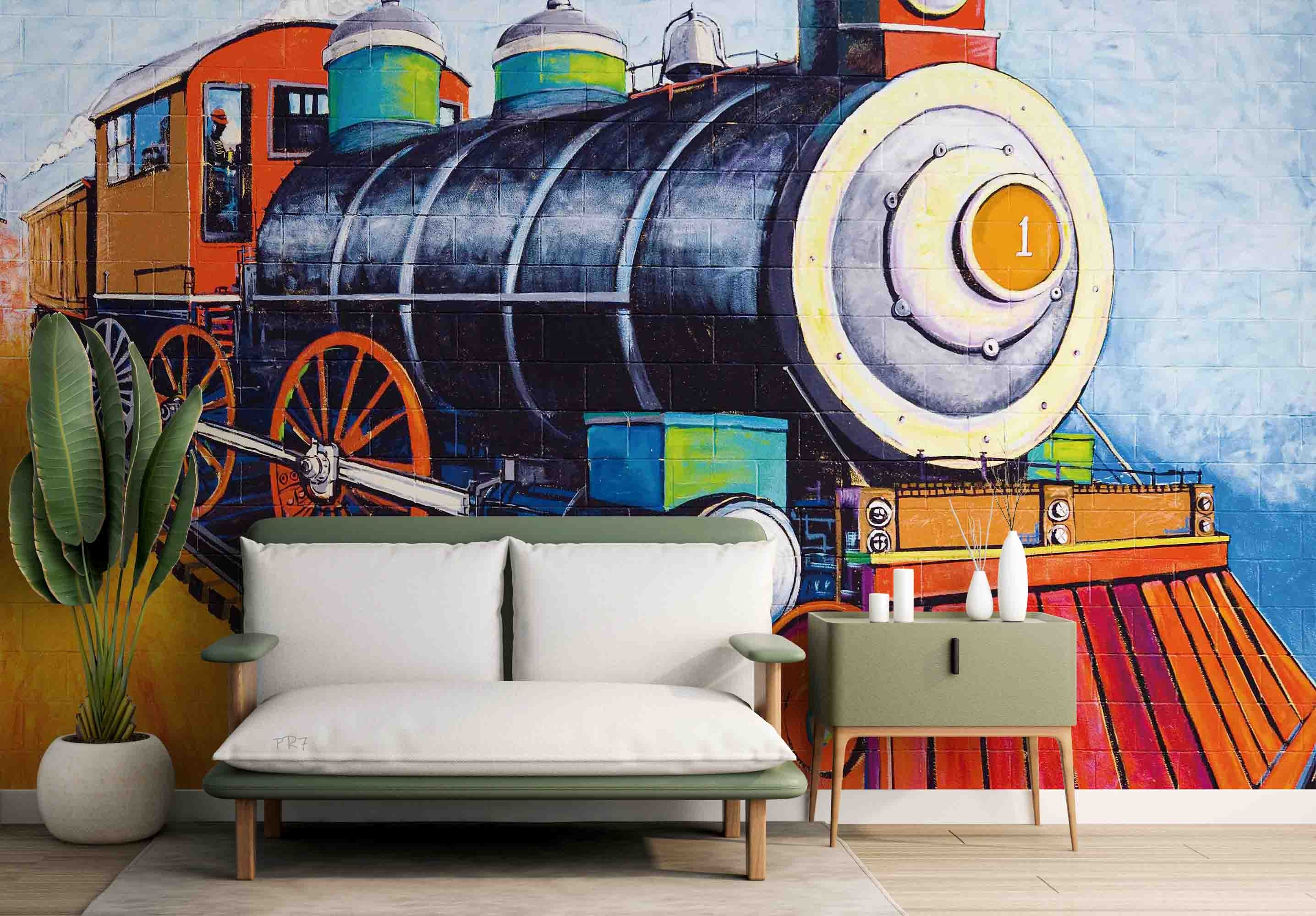 3D Vintage Locomotive Rails Wall Mural Wallpaper GD 4480- Jess Art Decoration