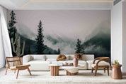 3D Tall Trees Forest Mountains Covered Fog Wall Mural Wallpaper GD 3209- Jess Art Decoration
