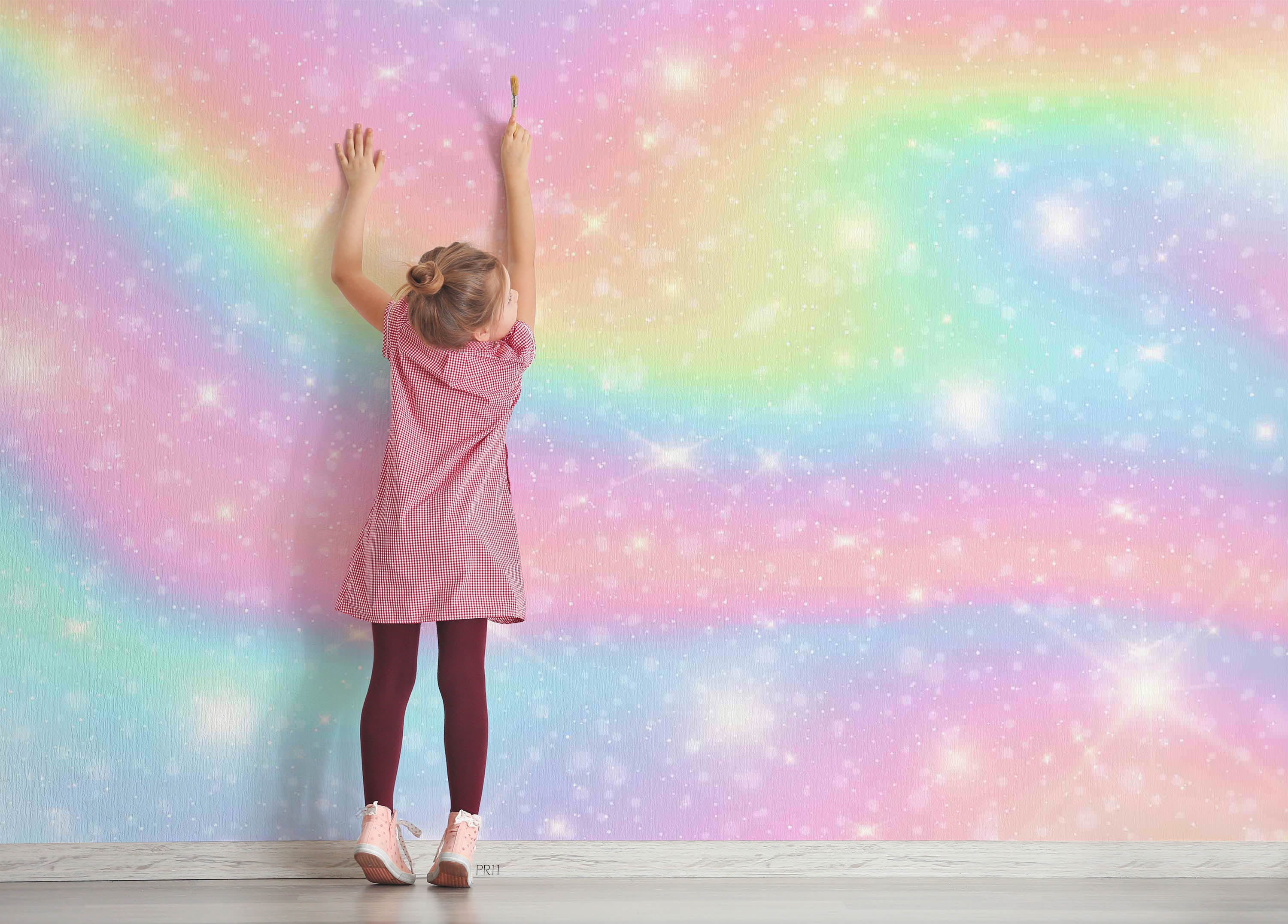 3D Rainbow Twinkle Stars soft rainbow star mural wall mural wallpaper for nursery - view 5