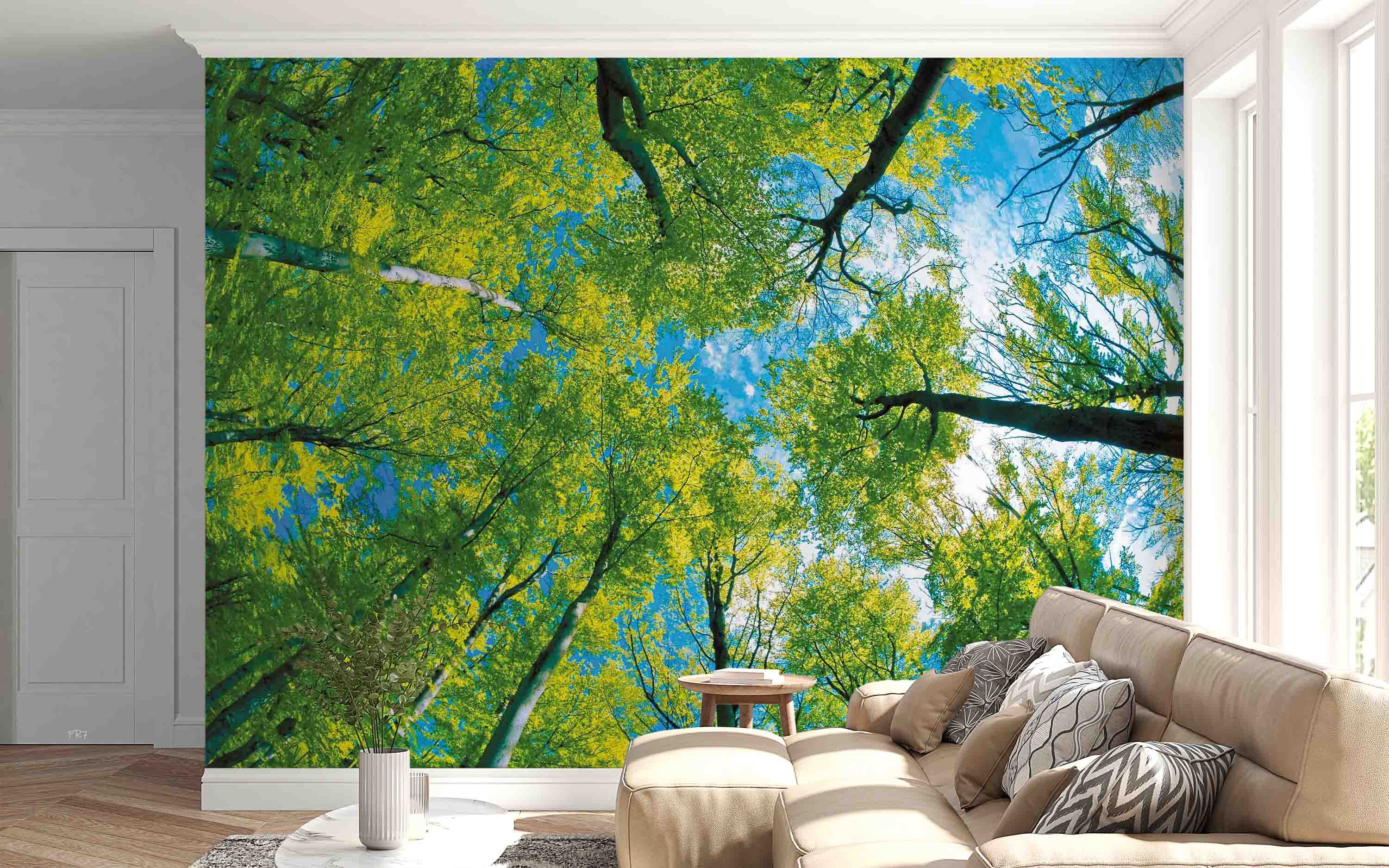 3D Summer Green Tree Sky Wall Mural Wallpaper GD 4471- Jess Art Decoration