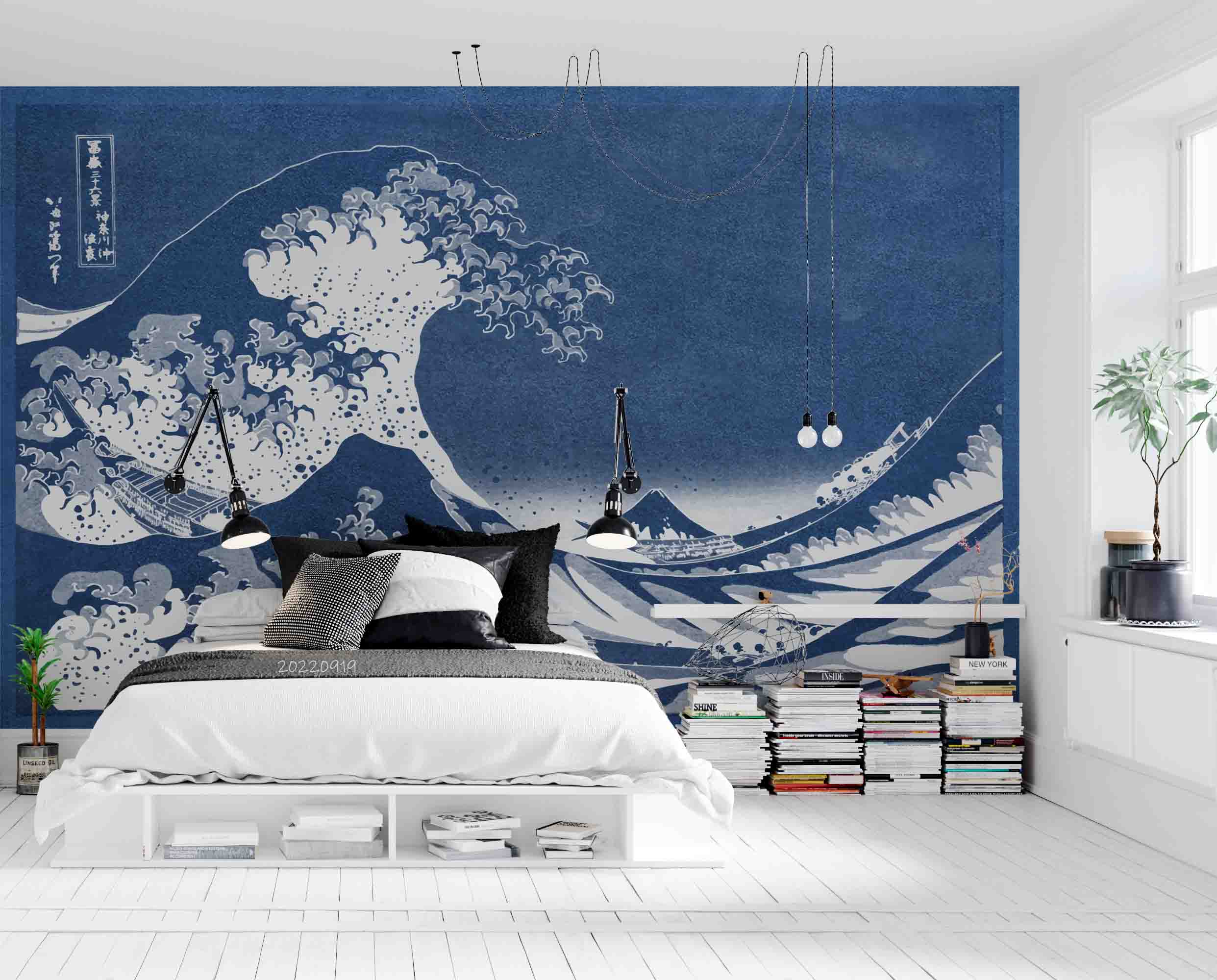 3D Retro Abstract Giant Wave Kanagawa Wall Mural Wallpaper GD 3450- Jess Art Decoration