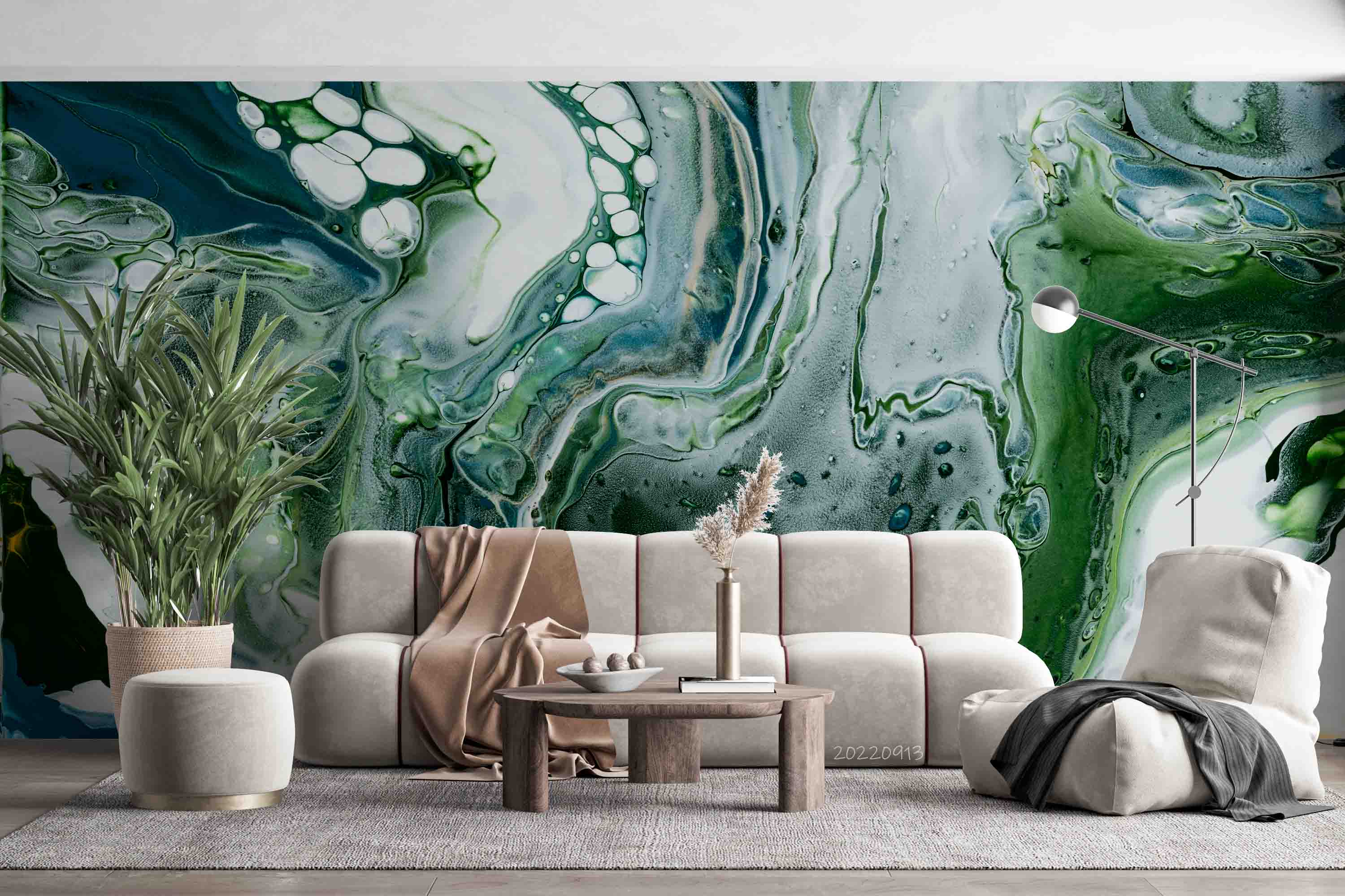 3D Green Marble Swirl Background Wall Mural Wallpaper GD 3548- Jess Art Decoration