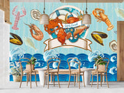 3D Animal Sea World Ocean Blue Fish Prawn Wall Mural Wallpaper YXL 18- Jess Art Decoration