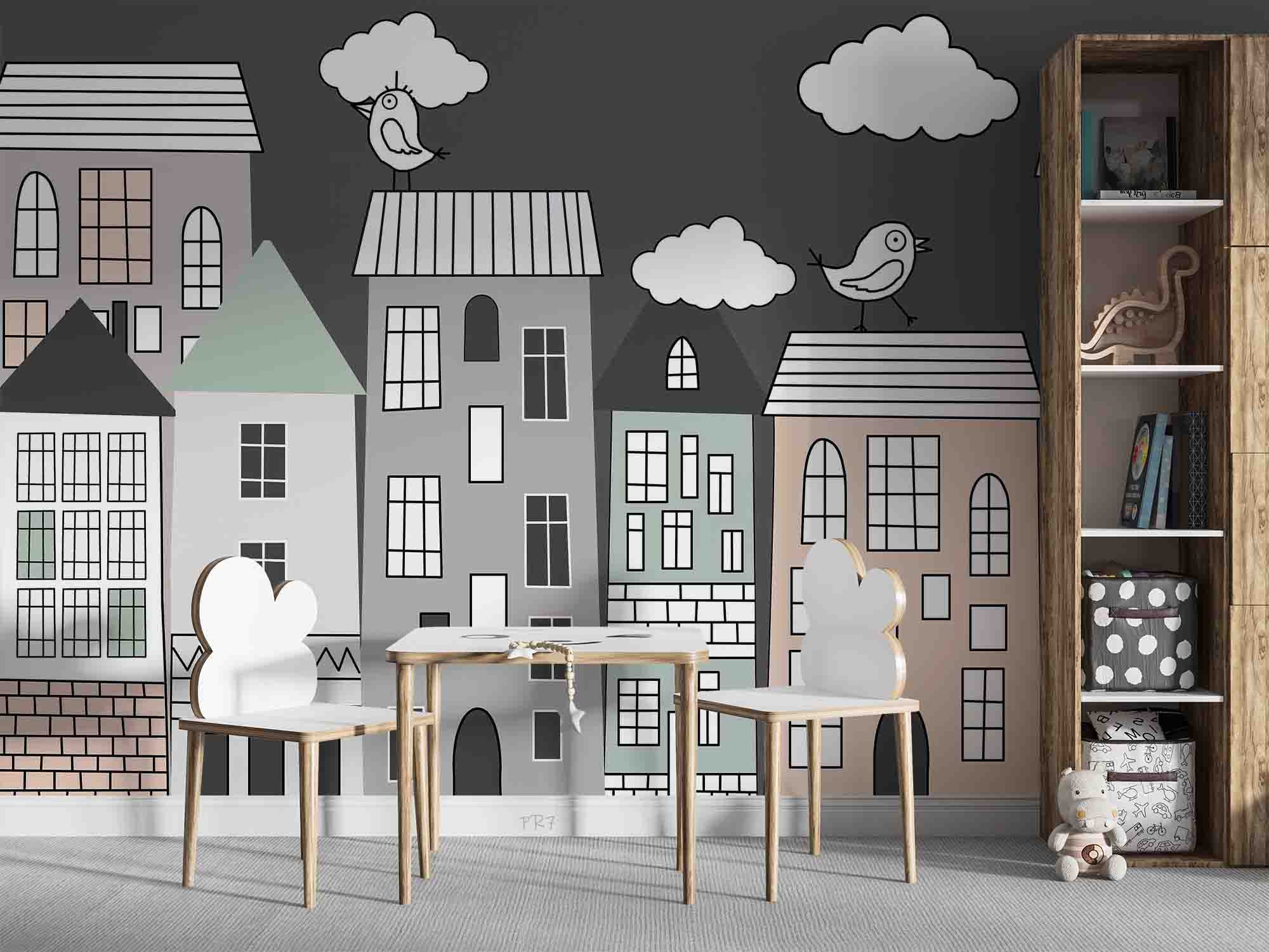 3D Cartoon City Building Kids Wall Mural Wallpaper GD 4453- Jess Art Decoration