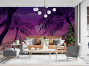 3D Summer Tropical Coconut Tree Purple Background Wall Mural Wallpaper GD 3380- Jess Art Decoration