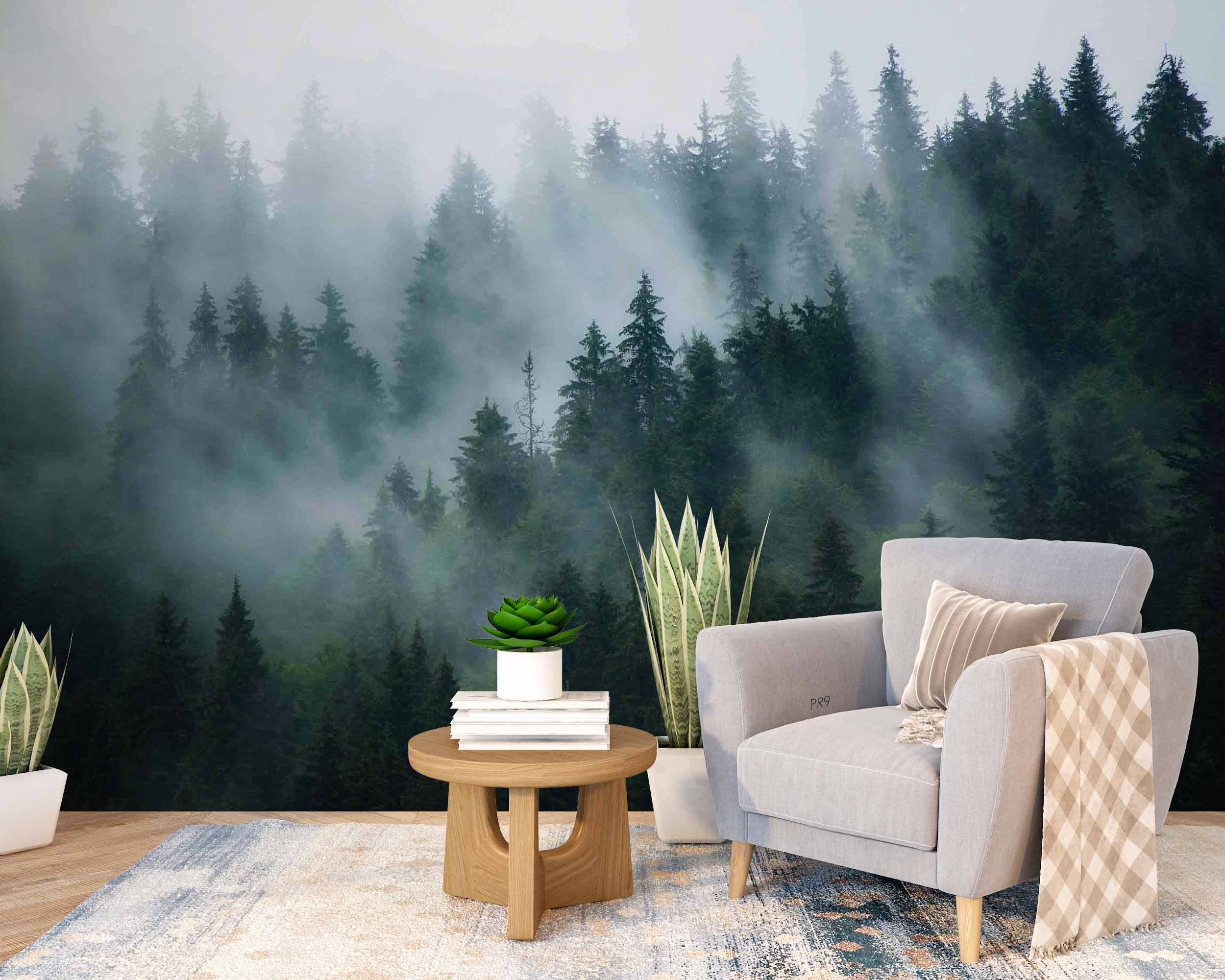 3D Fir Forest Misty Scenery Wall Mural Wallpaper GD 4689- Jess Art Decoration