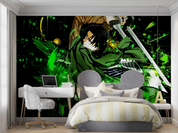 3D Cartoon Person Sword Green Wall Mural Wallpaper YXL 1194