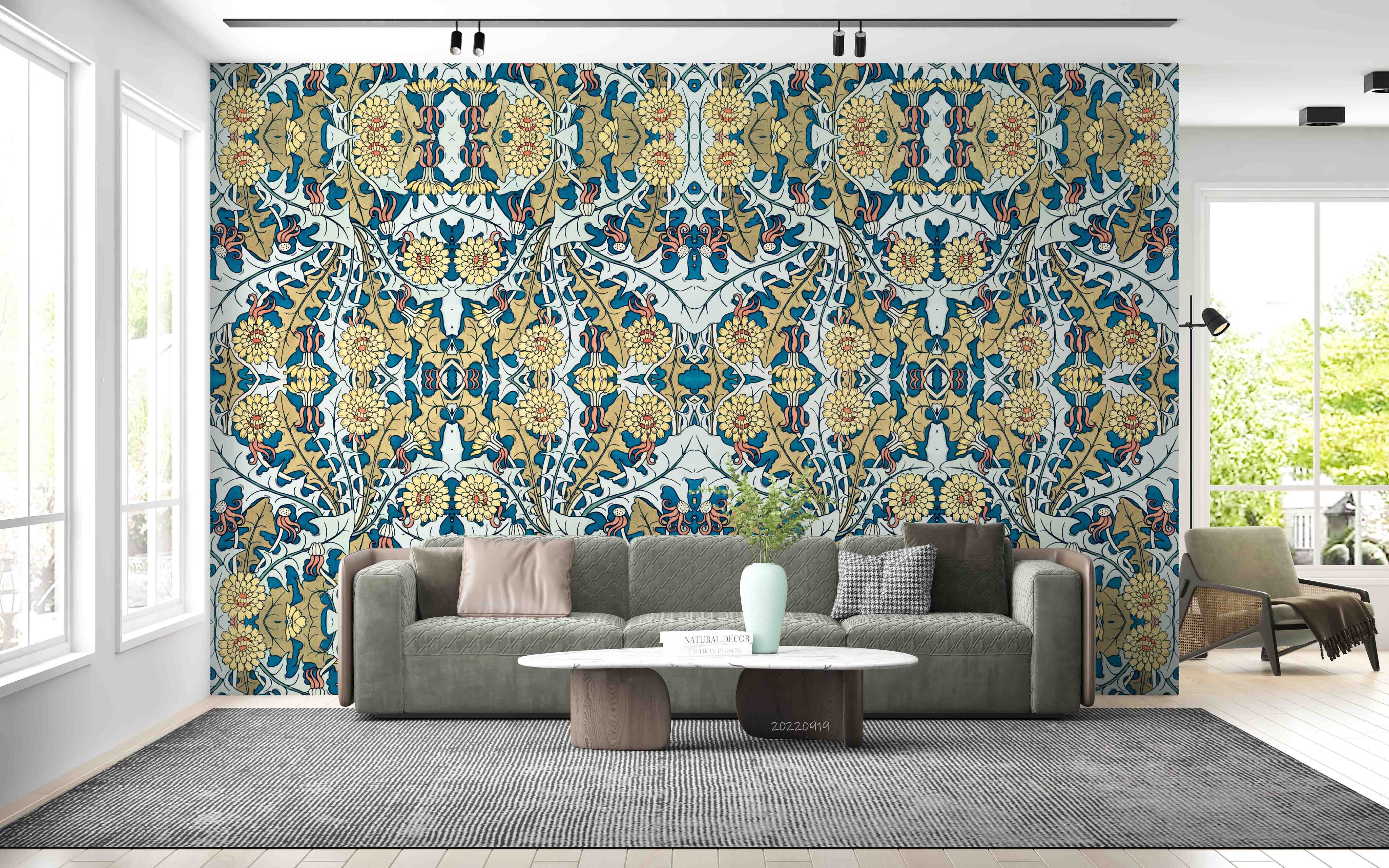 3D Art Nouveau Style Dandelion Floral Pattern Background Wall Mural Wallpaper GD 3501- Jess Art Decoration