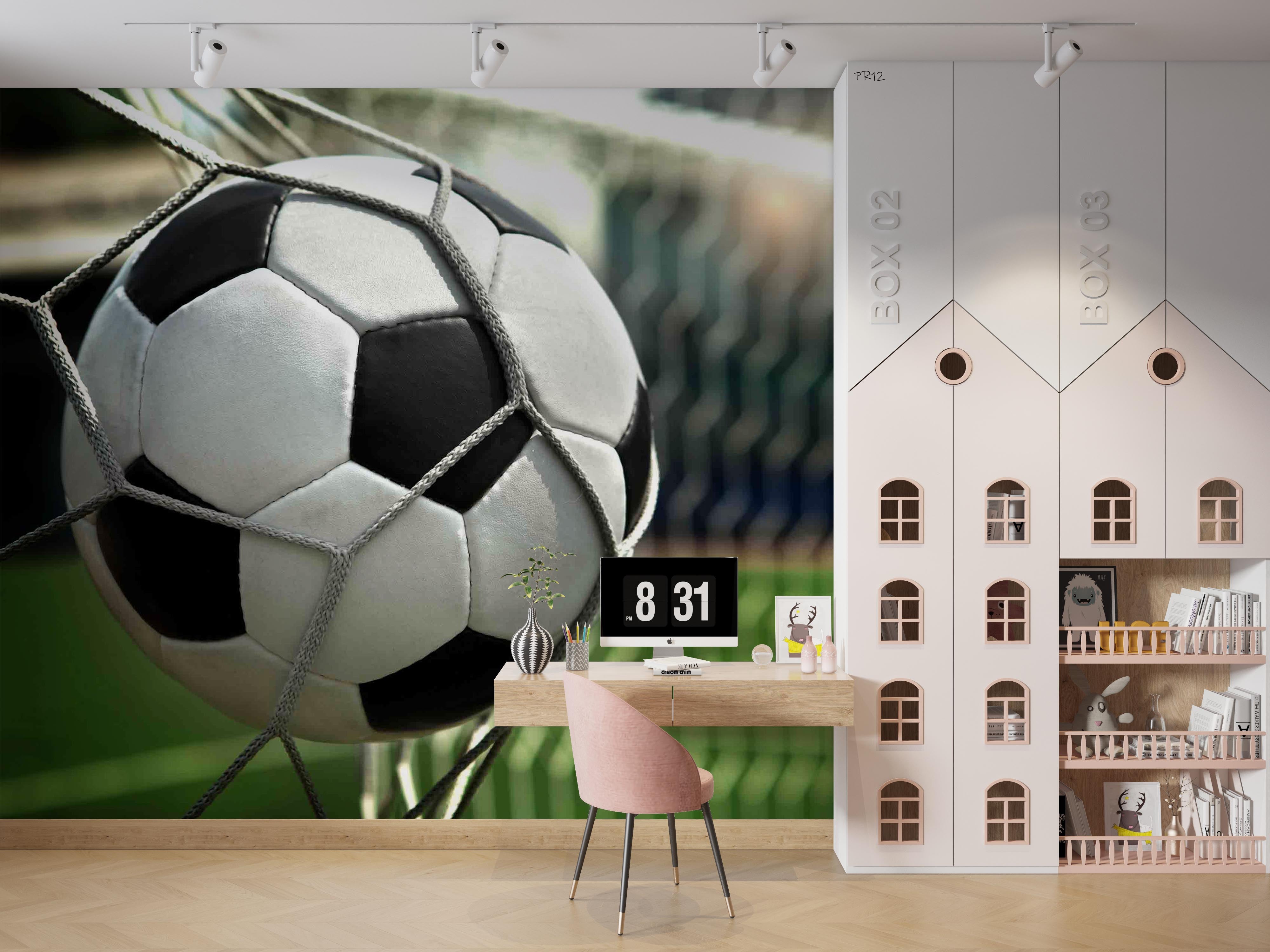 Soccer Goal Net Football Stadium Wallpaper football stadium wall mural for sports room, club room or fan space - view 5