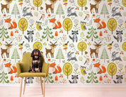 3D Cartoon Forest Animal Kids Wall Mural Wallpaper GD 4882- Jess Art Decoration