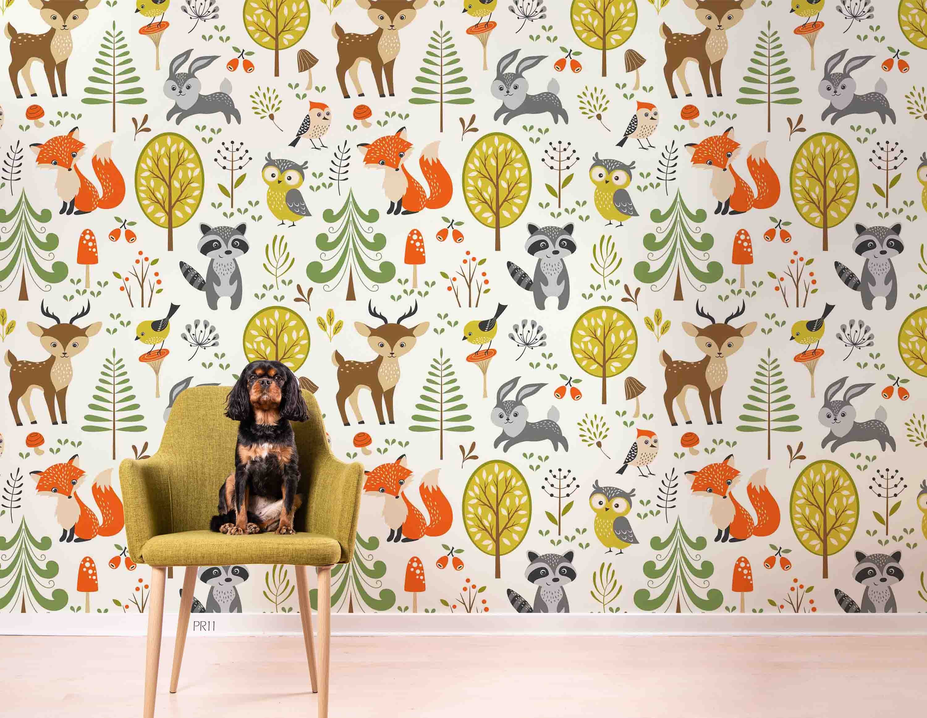 3D Cartoon Forest Animal Kids Wall Mural Wallpaper GD 4882- Jess Art Decoration