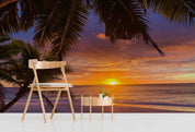 3D Beach Sea Coconut Tree Sunset Skyline Wall Mural Wallpaper GD 3110- Jess Art Decoration