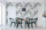 3D Green White Leaves Yellow Floral Light Yellow Background Wall Mural Wallpaper GD 5141- Jess Art Decoration
