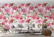 3D Watercolor Pink Peony Rose White Background Wall Mural Wallpaper GD 5190- Jess Art Decoration