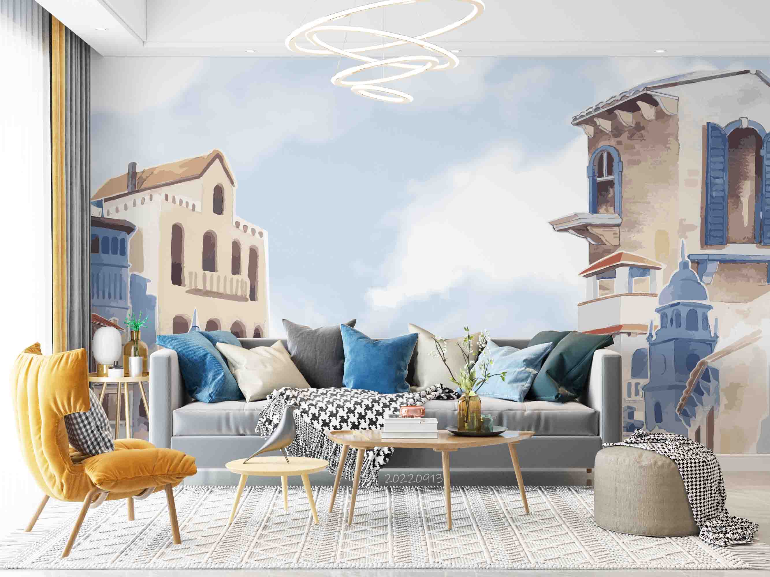3D Hand Drawn City House Building Wallpaper Wall Mural Wall Decor Wall Art Wall Sticker Remoable Wallpaper LQH 59