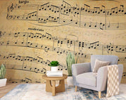 3D Musical Notes Abstract Old Paper Background Wall Mural Wallpaper GD 4432- Jess Art Decoration