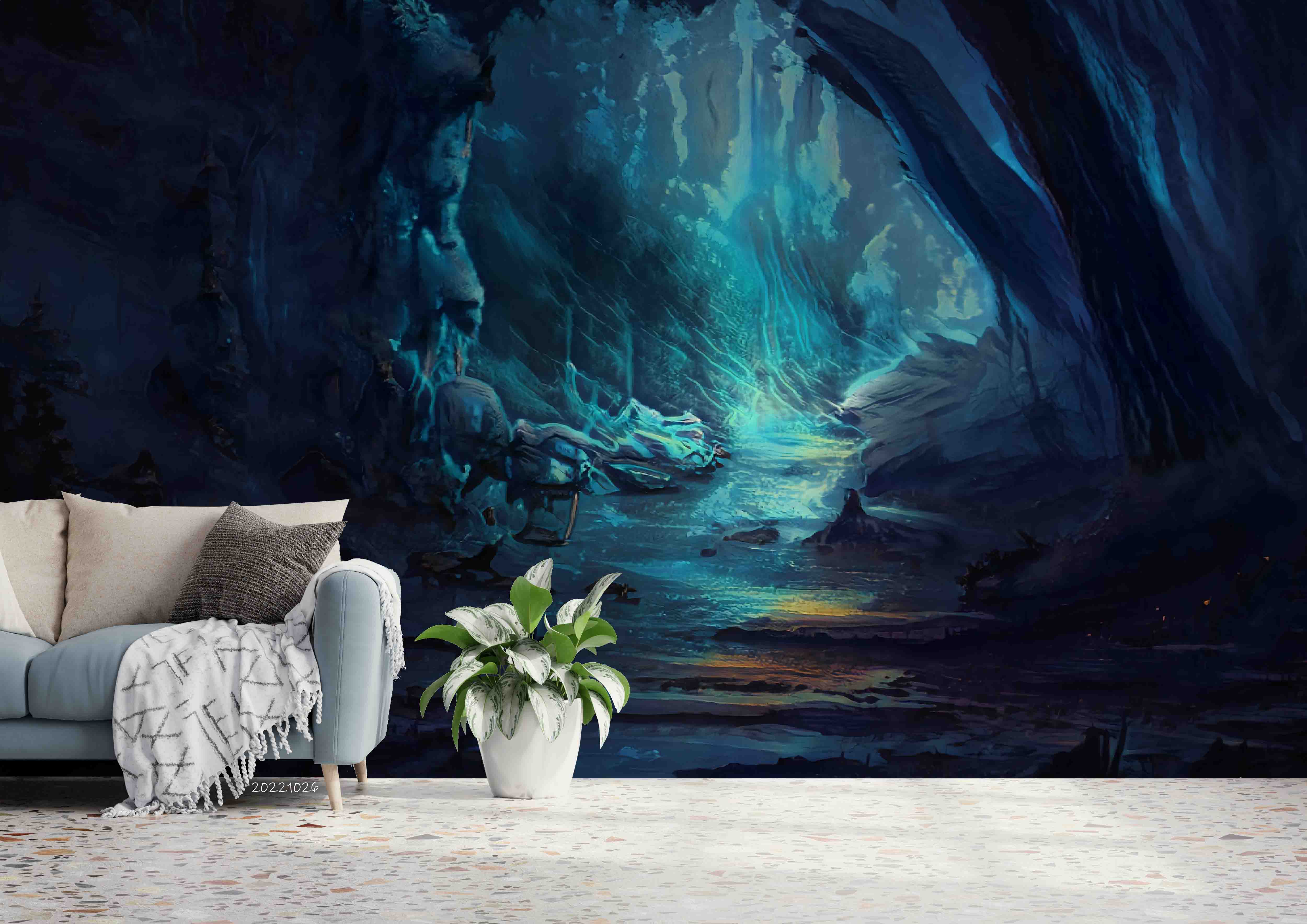 3D Abstract Blue Cave Painting Wall Mural Wallpaper GD 3192 ...