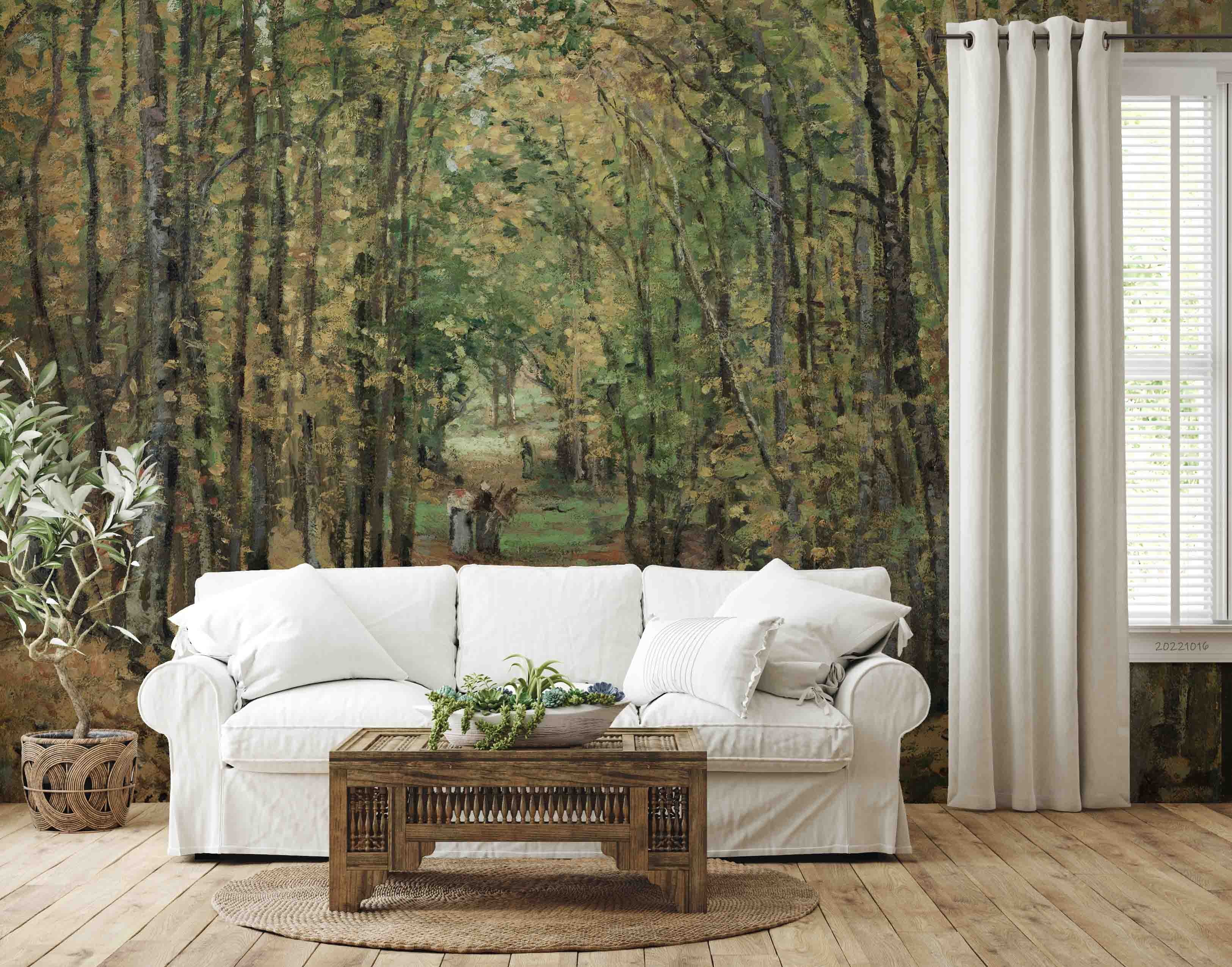 3D Vintage Oil Painting Forest Path Characters Wall Mural Wallpaper GD 2944- Jess Art Decoration