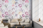 3D Watercolor Hexagonal Honeycomb Fabric Cover Wall Mural Wallpaper GD 5127- Jess Art Decoration