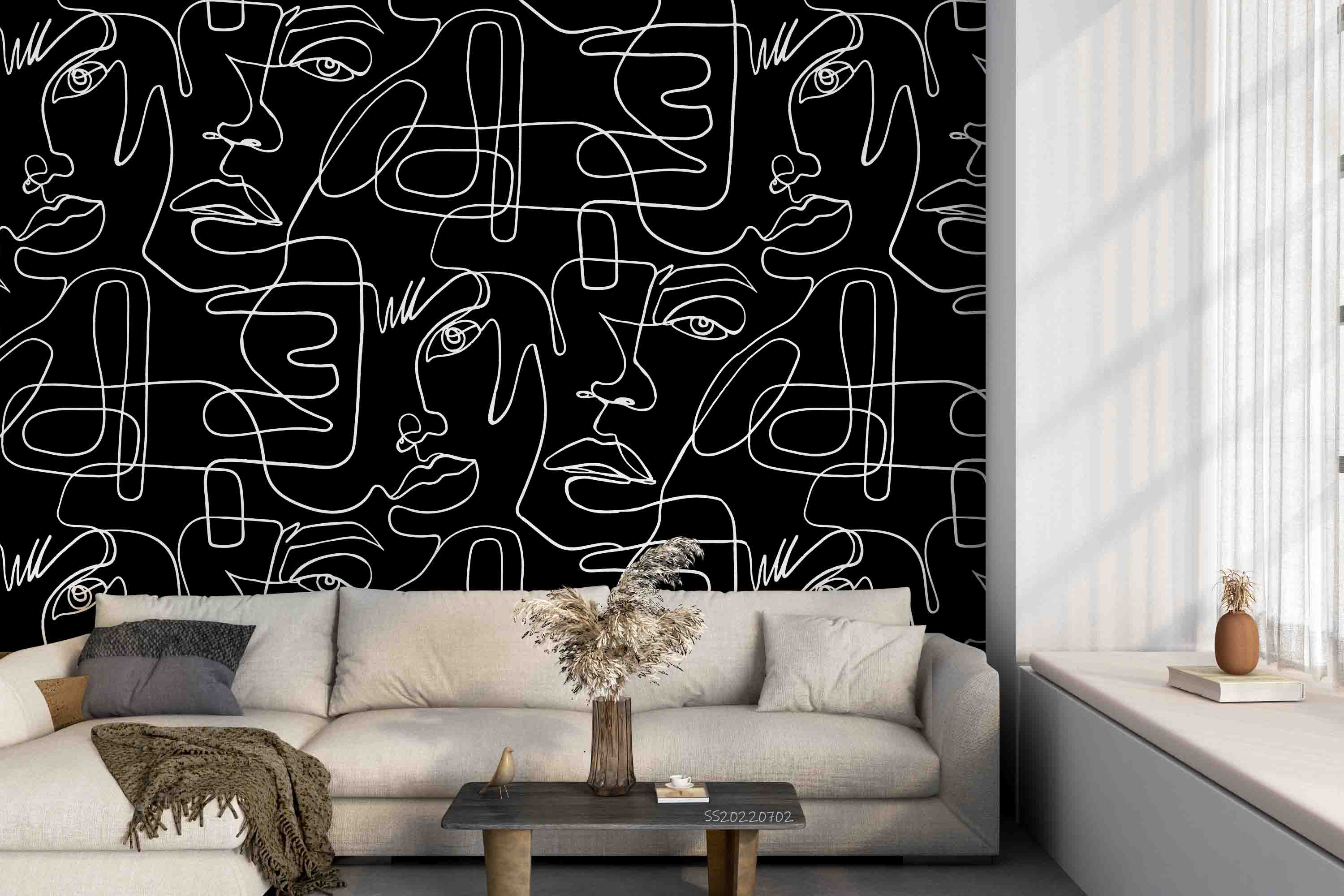 3D Abstract White Lines Blackboard Wall Mural Wallpaper GD 5079- Jess Art Decoration