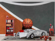 Basketball Court Sideline Wallpaper basketball wall mural for bedroom, gym or sports room - view 3