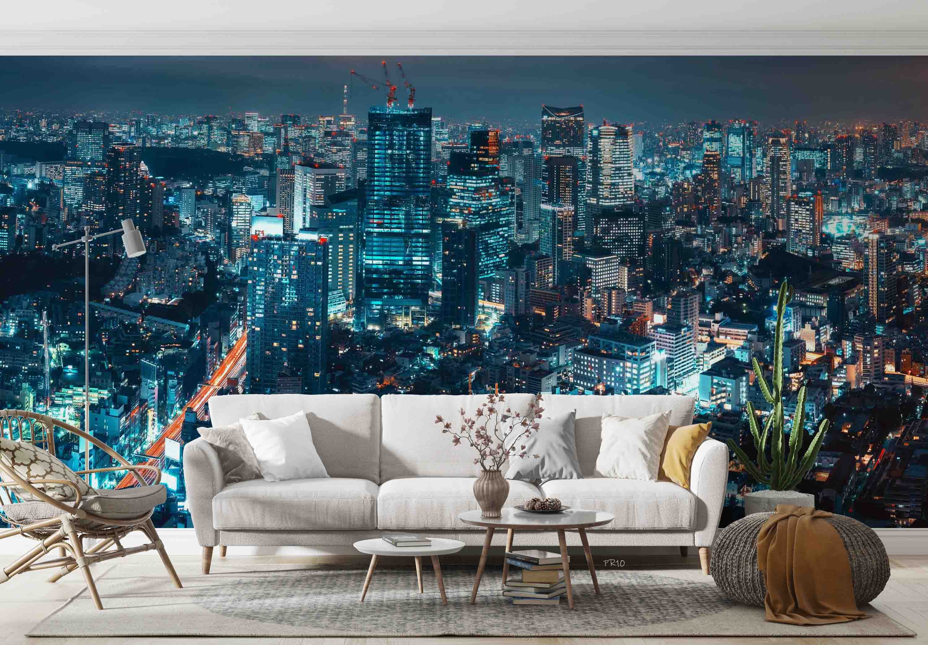 3D Night City Tall Buildings View Wall Mural Wallpaper GD 4752- Jess Art Decoration