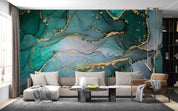 3D Abstract Green Gold Marble Texture Wall Mural Wallpaper GD 5077- Jess Art Decoration