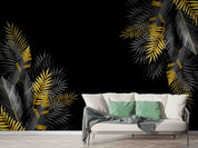 3D Silver Gold Tropical Leaf Frame Wall Mural Wallpaper GD 3337- Jess Art Decoration