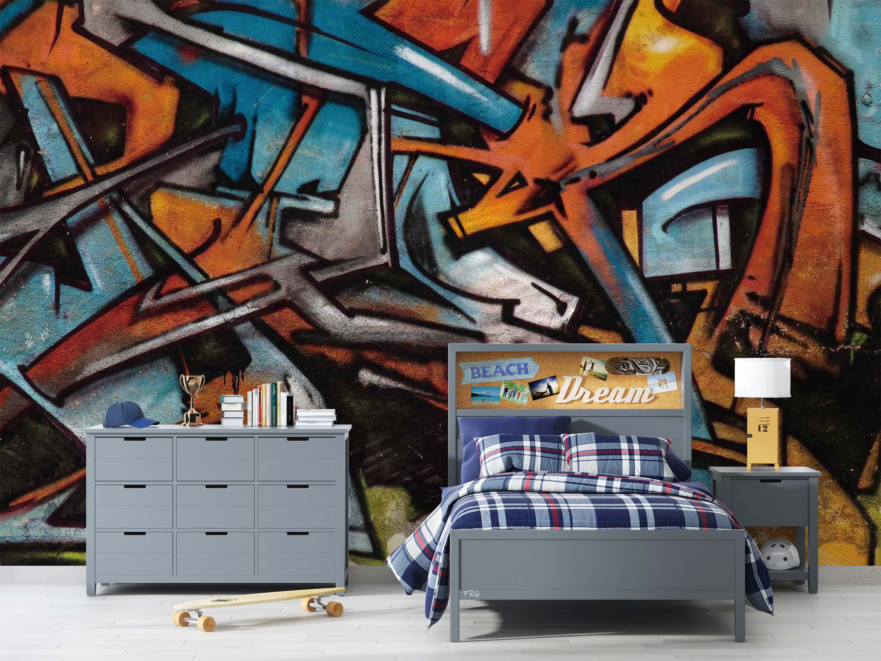 3D Graffiti Line Croci Blue Black Wall Mural Wallpaper YXL 3- Jess Art Decoration