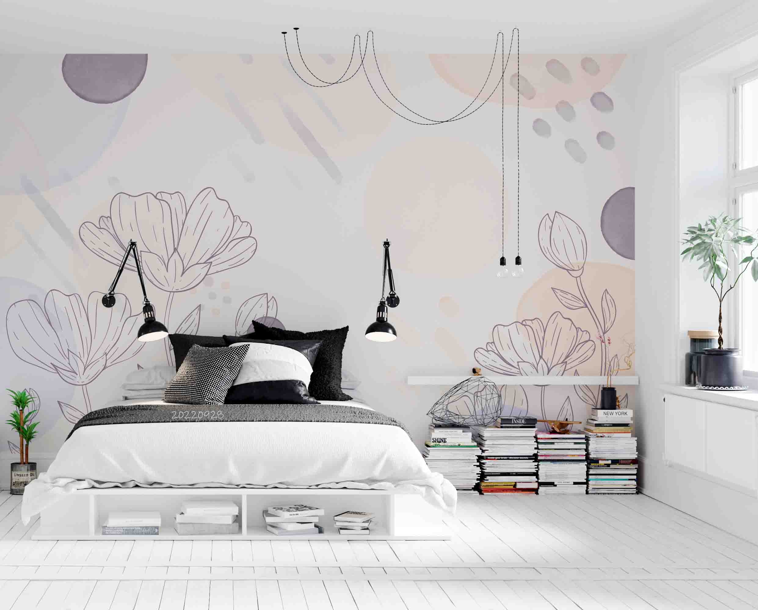 3D Hand Drawn Plants Floral Background Wall Mural Wallpaper GD 3377- Jess Art Decoration
