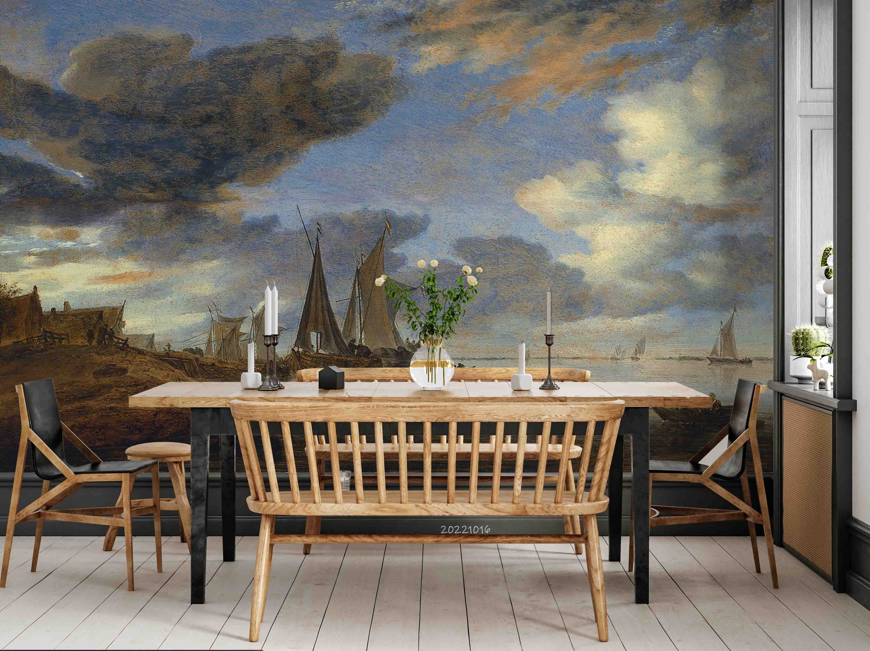 3D Vintage Oil Painting Sailboat Pier Wall Mural Wallpaper GD 2994- Jess Art Decoration